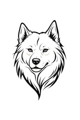 Naklejka premium White dog with a black nose and black eyes