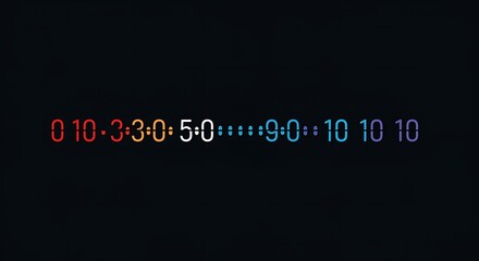 Colorful numerical sequence in a straight line on a dark background