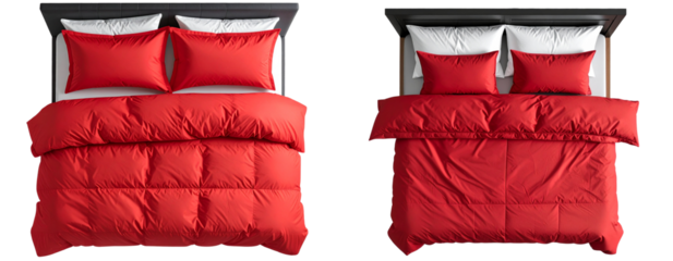 Minimal Top View Bed Layout with Red Comforter