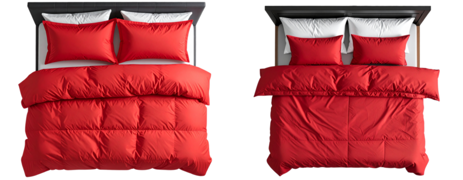 Minimal Top View Bed Layout with Red Comforter