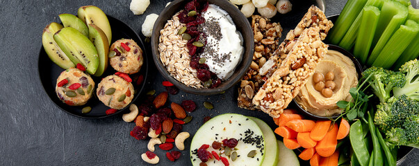 Healthy vegan snacks concept.