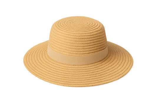 Wide-brim straw hat with beige ribbon for sunny days