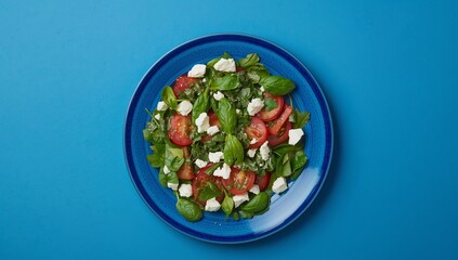 A Circular Presentation, Plate with Mixed Shapes and Textures on a Colorful Surface.