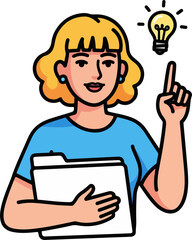 Enthusiastic woman presents a brilliant new idea.