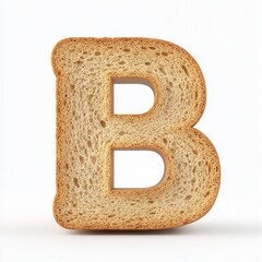 Loaf bread with dry edges in the shape of the letter B for children's food, isolated white
