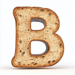 Loaf bread with dry edges in the shape of the letter B for children's food, isolated white