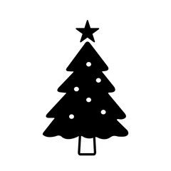 クリスマスツリーのシンプルなイラスト　モノクロ　クリスマス素材