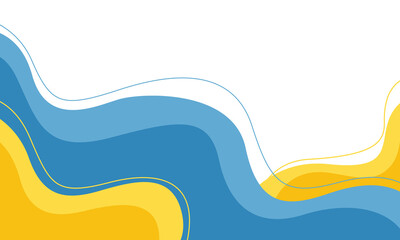 Abstract wavy background with blue and yellow.