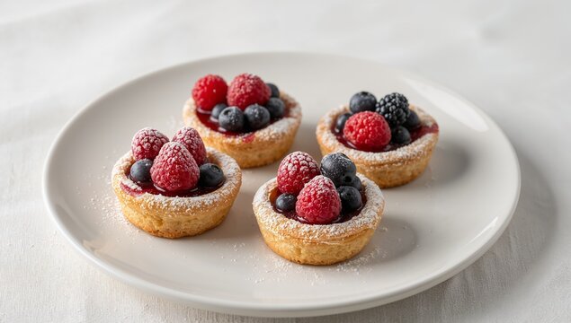 Berry Delight Minis. A Collection of Tartlets with Vibrant Colors and Delicate Textures.