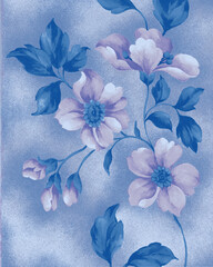 blue flowers on a blue background