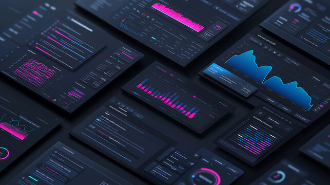 Clean futuristic SaaS cloud software interface with floating panels, user settings, charts, and minimal neon UI elements.