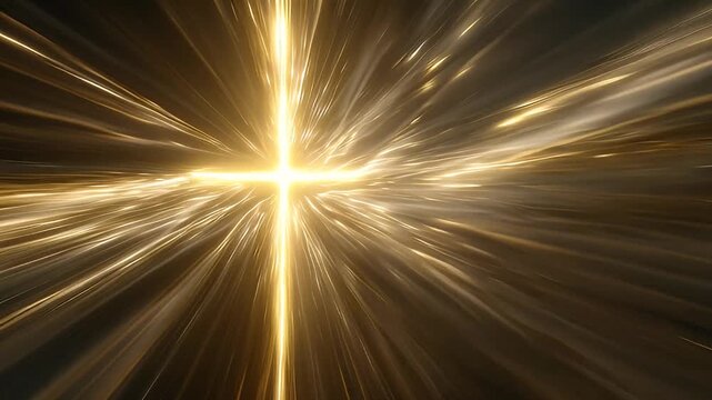 Golden Light Cross Abstract Digital Background