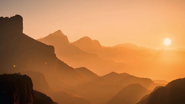 Golden Hour Shivaji Forts Mountain Sunset Landscape. 4K Video