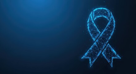 Abstract digital awareness ribbon on dark blue background