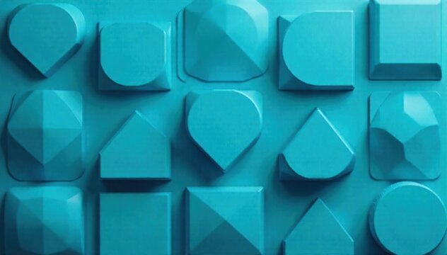 Abstract Representation of Tasks Being Completed A minimalist composition of perfectly aligned, smooth geometric shapes in varying shades of blue and teal, arranged in a clear, organized grid. Soft, - Powered by Adobe