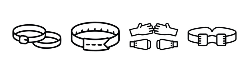 Collection of hand-drawn style wristbands accessories and fasteners for fashion design