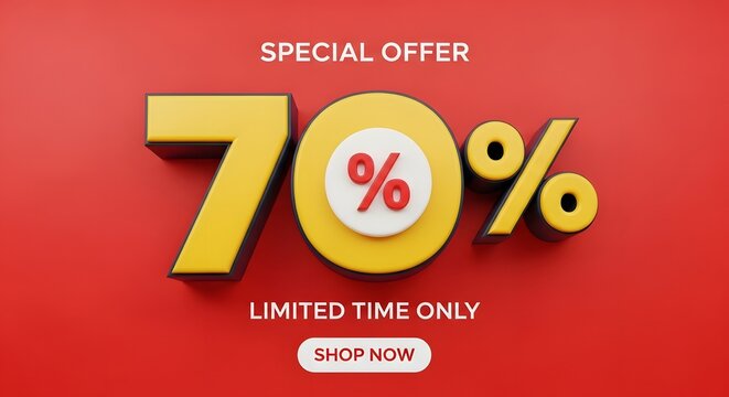 Special offer seventy percent discount limited time only shop now button