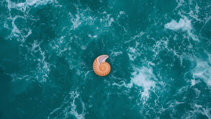 Circular Form in Azure Water, a Contrasting Study of Texture and Color.