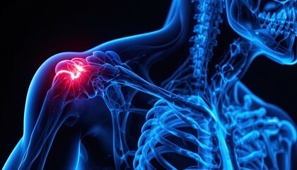 Experience the intensity of shoulder joint pain with this compelling anatomical illustration, ideal for medical education and healthcare marketing materials today