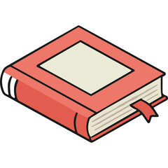 Pixel Art Open Book With Red Cover And Cream Page Section For Title On Transparent Background