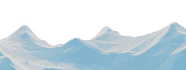  blue low polygon ice mountain. Low poly terrain