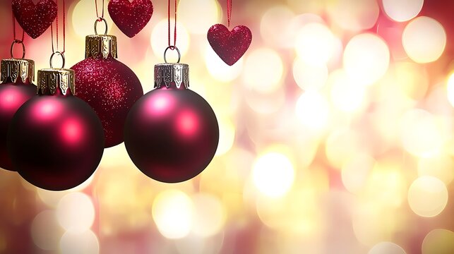 Clean high-key layout with faint pink heart reflections beside red holiday details