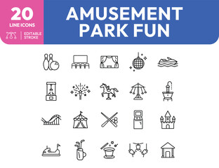 Amusement Park Icons A Collection of Fun and Entertainment Symbols