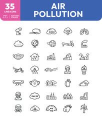 Air Pollution Icons A Collection of Environmental and Health Hazard Symbols
