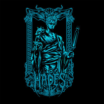logo design vector of the god of hades in the form of dark art