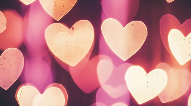 Dreamy lavender background filled with glowing bokeh and gentle heart-shaped light reflections