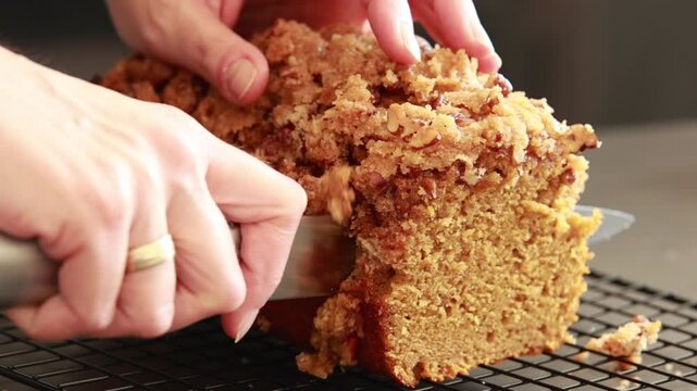 delicious pumpkin bread loaf on rustic background
