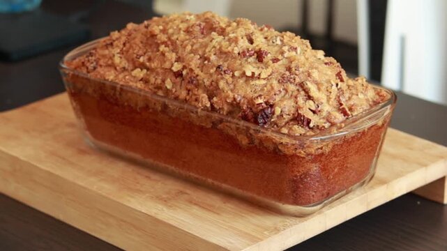 delicious pumpkin bread loaf on rustic background