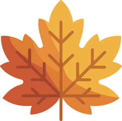 Obraz premium Single vibrant autumn maple leaf vector illustration with orange and brown gradient colors representing fall season