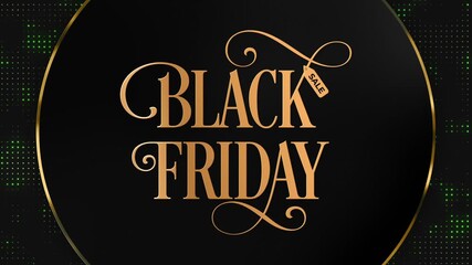 Luxury Black Friday Sale Title Animation with Gold Typography and Elegant Halftone Background