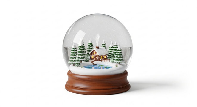 Winter snow globe with cabin and trees holiday decoration christmas gift idea collectible souvenir ornament 100