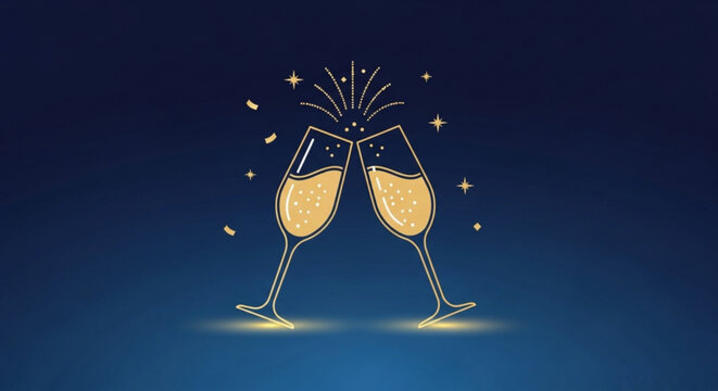 Celebrate new year with champagne toast vector illustration for festive events and special occasions