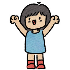Cartoon illustration of excited young girl 