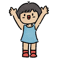 Cartoon illustration of excited young girl 