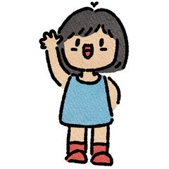 Cartoon illustration of excited young girl 