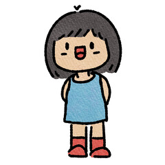 Cartoon illustration of excited young girl 