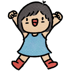 Cartoon illustration of excited young girl 