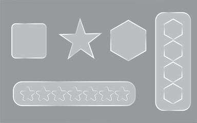 Transparent banners glass frames. Glass showcases panels with light effects.