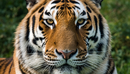 Fototapeta premium Extreme Close-Up Portrait of a Siberian Tiger – Photorealistic 8K Wildlife Image