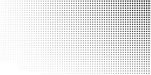 Dotted abstract halftone gradient texture. Vanishing polka dot background. Repeating dots gradation pattern simple