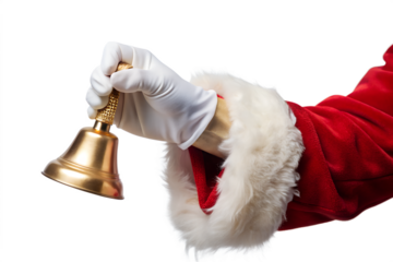 Santa Claus Hand Ringing Golden Bell | Christmas PNG Transparent Background