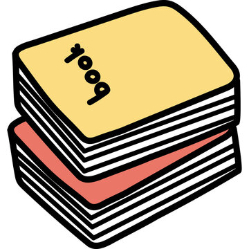 Stack Of Two Books One Yellow With Black Word Book The Other Red In A White Background With Black Outlines And Shadows