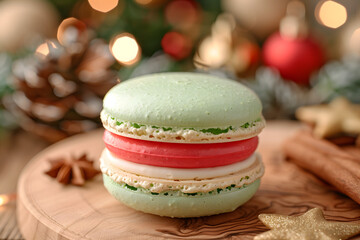 Beautiful seasonal dessert scene with macarons