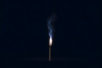 Matchstick Burning Vertically Flame Traveling Downward Time-Lapse Fire Motion Gravity Effect Inverted Combustion Photography