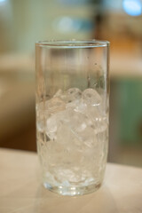 A glass of iced water on the table