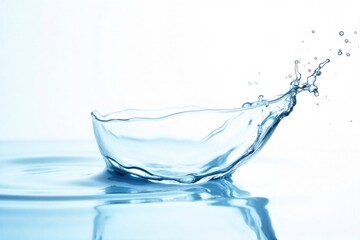 Water Splash Swoosh A super high speed capture of a clear water splash forming a sharp, elegant swoosh shape. Isolated on a clean white background. No objects, no people, just pure water dynamics.
